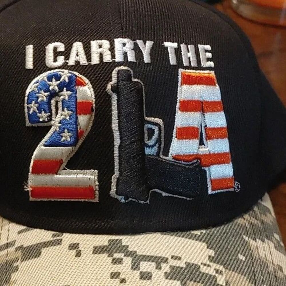 "I Carry The 2A" 2nd Amendment 3D Embroidered Hat Camouflage Black New!